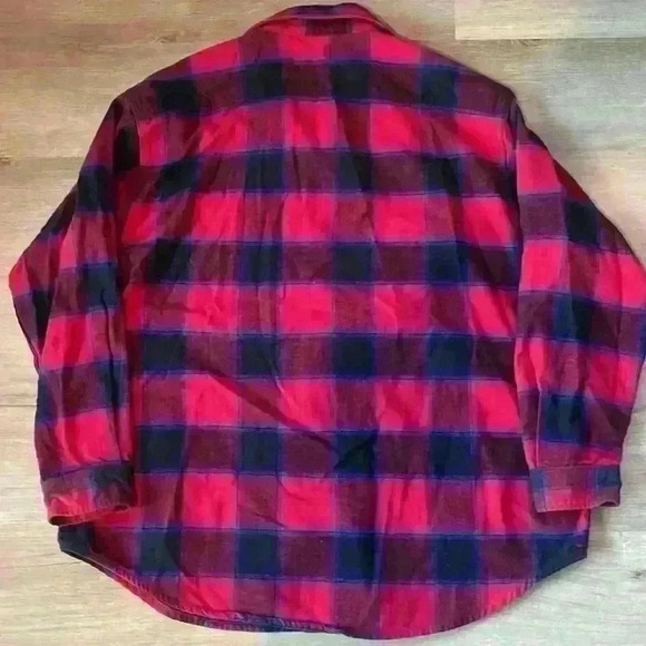 ST. Johns Bay Flannel Shirt Red Button Up Buffalo Check 2XL Tall - Picture 6 of 6